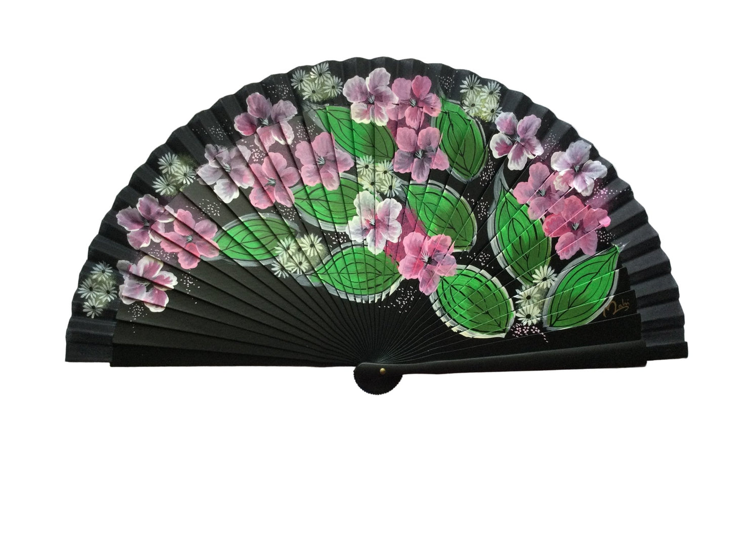 Abanico negro madera artesanal